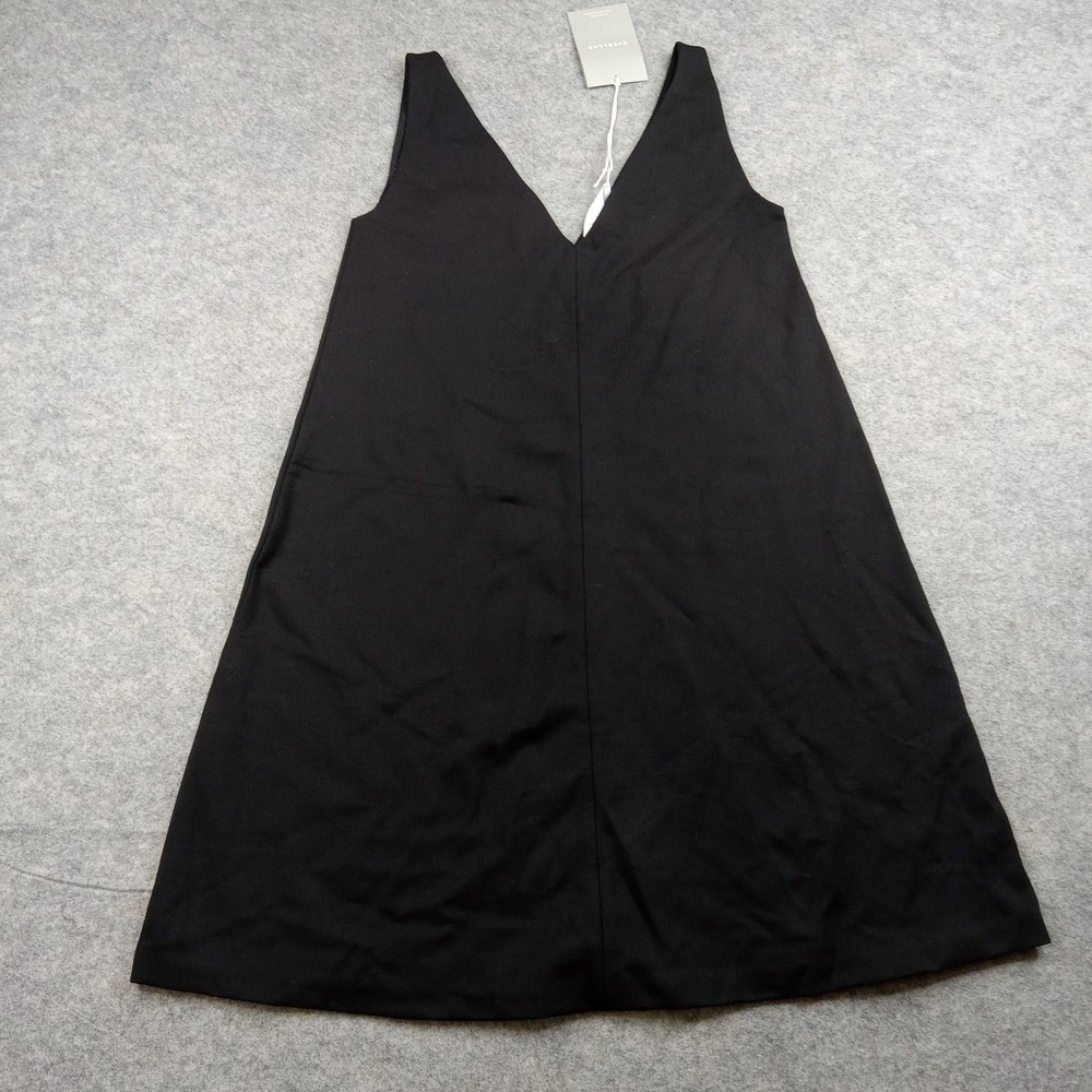 Everlane Dress Womens 2 Black Sleeveless V Neck A Line Little Black Shift